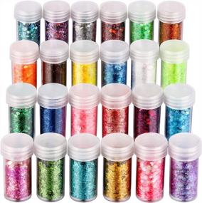 img 4 attached to 240G Holographic Craft Glitter Sequins & Fine Powder For Jewelry Art Epoxy, Resin Glitter For Nail Body Face Hair - YGDZ 24 Colors Chunky Glitter
