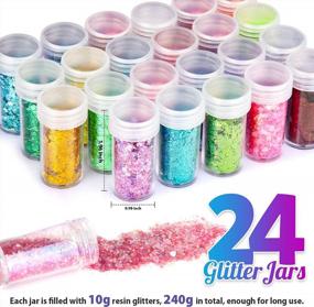 img 2 attached to 240G Holographic Craft Glitter Sequins & Fine Powder For Jewelry Art Epoxy, Resin Glitter For Nail Body Face Hair - YGDZ 24 Colors Chunky Glitter