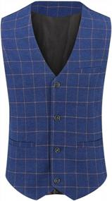 img 2 attached to Mens Blue Slim Fit 3 Piece Checked Suits Double Breasted Vintage Fashion