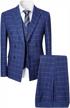 mens blue slim fit 3 piece checked suits double breasted vintage fashion logo