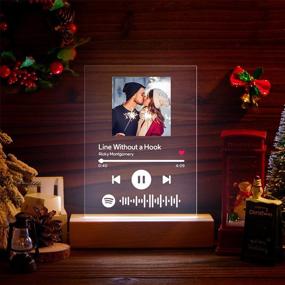 img 3 attached to VEELU Personalized Acrylic Song With Photo - Customized Spotify Music Plaque - Custom Transparent Picture Album Cover Scannable Spotif Code Night Light - Customized Gifts For Lovers