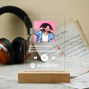 img 4 attached to VEELU Personalized Acrylic Song With Photo - Customized Spotify Music Plaque - Custom Transparent Picture Album Cover Scannable Spotif Code Night Light - Customized Gifts For Lovers
