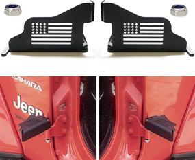 img 4 attached to 🚗 Sukemichi Black Steel Front Foot Pegs for 1997-2006 Jeep TJ Wrangler - Exterior Door Hinge Rest Pedals with USA Flag Design