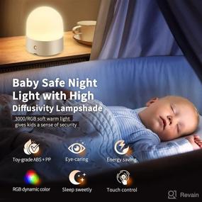 img 1 attached to 🌙 Bapama Baby Night Light: Touch Control, Dimmable Warm Light for Breastfeeding, Portable Handle Small Bedside Lamp for Kids Room Nursery. Rechargeable with 8 Adjustable LED Colors and Memory Function.