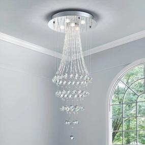 img 4 attached to Spiral Raindrop Style Crystal Chandelier - Saint Mossi 5-Light Modern Lighting Fixture For Flush Mount Ceiling Or Pendant Installation, Measures H43 X D18