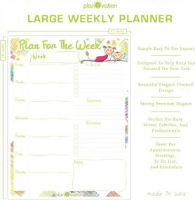 img 2 attached to PlanOvation USA Made Large Magnetic Dry Erase Whiteboard Weekly Planner For Fridge Refrigerator Calendar