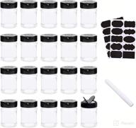 🌶️ 20-pack abgream plastic spice jars - clear bpa-free containers with chalkboard labels and black caps for storing spices, herbs, salt, pepper - includes chalk marker логотип