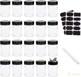 img 4 attached to 🌶️ 20-Pack Abgream Plastic Spice Jars - Clear BPA-Free Containers with Chalkboard Labels and Black Caps for Storing Spices, Herbs, Salt, Pepper - Includes Chalk Marker