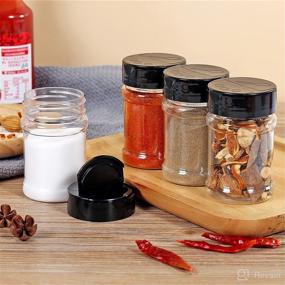 img 2 attached to 🌶️ 20-Pack Abgream Plastic Spice Jars - Clear BPA-Free Containers with Chalkboard Labels and Black Caps for Storing Spices, Herbs, Salt, Pepper - Includes Chalk Marker