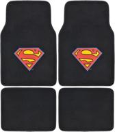 🚗 enhance your ride with warner brothers dc comics classic superman auto carpet floor mats – universal fit 4pc set for car truck van suv logo