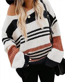 img 4 attached to ZESICA Striped Color Block Knitted Sweater - A Casual Loose Fit For Women