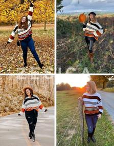 img 1 attached to ZESICA Striped Color Block Knitted Sweater - A Casual Loose Fit For Women