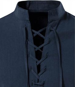 img 1 attached to LucMatton Men'S Vintage Cotton Long Sleeve Shirt With Lace-Up Front For Medieval, Viking, And Hippie Inspired Looks