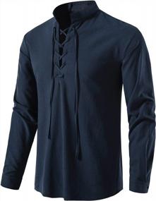 img 4 attached to LucMatton Men'S Vintage Cotton Long Sleeve Shirt With Lace-Up Front For Medieval, Viking, And Hippie Inspired Looks