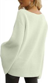img 3 attached to CHERFLY Women'S Bell Sleeve Sweater Loose Fit Knitted Pullover Lightweight Knitwear