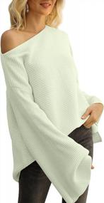 img 2 attached to CHERFLY Women'S Bell Sleeve Sweater Loose Fit Knitted Pullover Lightweight Knitwear