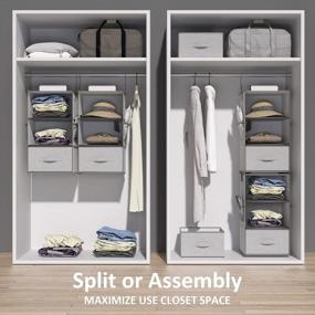 img 2 attached to Maximize Storage Space With YOUDENOVA Grey Hanging Closet Organizer And Drawers For Dorms, RVs And More
