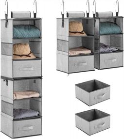 img 4 attached to Maximize Storage Space With YOUDENOVA Grey Hanging Closet Organizer And Drawers For Dorms, RVs And More