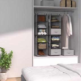 img 3 attached to Maximize Storage Space With YOUDENOVA Grey Hanging Closet Organizer And Drawers For Dorms, RVs And More