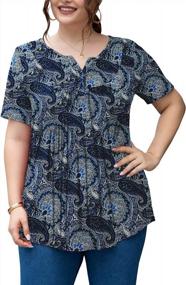 img 3 attached to Floral Henley Tunic Tops: Plus Size Casual Blouses For Women By FOLUNSI
