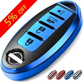 img 4 attached to 🔑 COMPONALL Blue Key Fob Case for Nissan Altima Sentra Maxima Rogue Armada Pathfinder Infiniti – Premium Soft TPU Full Cover Protection Keyless Remote Key Fob Cover (4 Button Only)