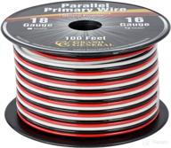 🚗 gg grand general 55307 parallel primary 3-wire 100ft roll with spool for trucks, automobiles, and more - black, red, and white logo