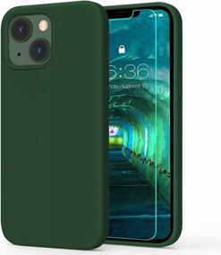 img 4 attached to IPhone 13 Case With Screen Protector - MILPROX Shockproof Silicone Bumper Cover In Pine Green For 6.1" Display And 2 Cameras