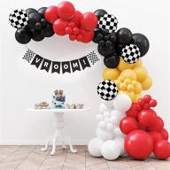 🏎️ speedy race car balloon garland kit - race car birthday decorations with vibrant checkered balloons, red, black, white & yellow colors - two fast cars party supplies logo