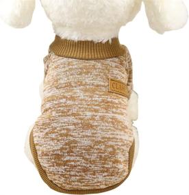 img 4 attached to 🐾 Cozy and Chic Knitwear Sweater for Small Dogs - XS Khaki