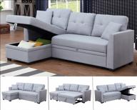 light grey reversible sectional sleeper sofa with storage chaise and pull out bed - moxeay 3 seat couches for living room logo
