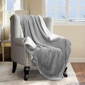 img 1 attached to Cozy Up With HOMEIDEAS Sherpa Blanket - Queen/Full Size Extra Soft Fleece For All Seasons: Perfect For Bed Or Couch, 90 X 90 Inches In Light Grey