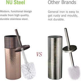 img 1 attached to 🚽 Bronze Finish Round Stainless Steel Toilet Brush Holder - nu steel TBH-SS542-17, with Plastic Liner to Prevent Dripping - Ideal for Bathroom