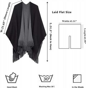 img 1 attached to Versatile Women'S Tassel Knit Poncho Cape With V-Cut And Reversible Design For Fashionable Layering And Wrapping