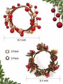 img 1 attached to Christmas Decoration Wreath Candle Ring For Table Centerpiece, 6 Pcs Small Wreaths With Pine Cone, Berry, Perfect For Outdoor Wedding Party Indoor Holiday Home Xmas Table Decor Gift