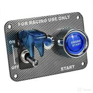 🏎️ jtron dc12v racing car ignition switch panel - carbon fiber design with rocking switch, engine start button, and blue indicator light (blue) logo