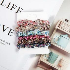 img 1 attached to 12Pcs Thin Floral Hair Ties, Soft Elastic Hair Bands Floral Solid Ropes Ponytail Holder For Women Girls