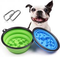 portable and foldable dog bowls - set of 2 collapsible slow feeder dishes for travel, outdoor activities and hiking, ideal for small pets logo
