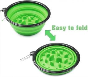 img 2 attached to Portable And Foldable Dog Bowls - Set Of 2 Collapsible Slow Feeder Dishes For Travel, Outdoor Activities And Hiking, Ideal For Small Pets