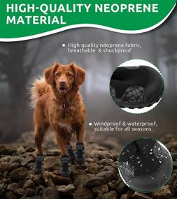 img 3 attached to Waterproof Neoprene Dog Boots with Reflective Straps - MAZORT Anti-Slip Pet Paw Protectors for Medium Large Dogs