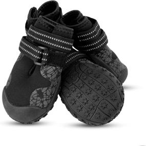 img 4 attached to Waterproof Neoprene Dog Boots with Reflective Straps - MAZORT Anti-Slip Pet Paw Protectors for Medium Large Dogs