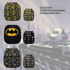 img 3 attached to 🦇 Sustainable Baby Cloth Diapers: Simple Being Reusable 3 Pack with Inserts - DC Batman Classic Design