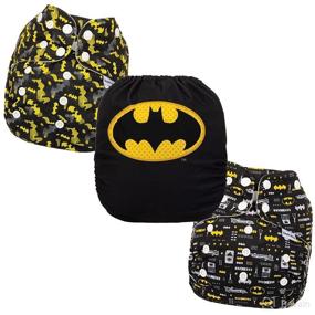 img 4 attached to 🦇 Sustainable Baby Cloth Diapers: Simple Being Reusable 3 Pack with Inserts - DC Batman Classic Design