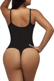 img 3 attached to Women'S Seamless Tummy Control Shapewear Bodysuit With Thong Sculpting ShaperX