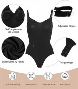 img 1 attached to Women'S Seamless Tummy Control Shapewear Bodysuit With Thong Sculpting ShaperX