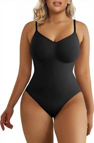 img 4 attached to Women'S Seamless Tummy Control Shapewear Bodysuit With Thong Sculpting ShaperX