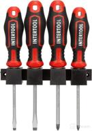 intertool 4-piece magnetic screwdriver set - high strength s2 steel, cushion grip handles - 2 phillips, 2 flat head - model vt08-3434 логотип