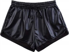 img 4 attached to Блеск в стиле: женские шорты KGYA с эффектом металлик на шнурке и карманами для удобного и шикарного образа