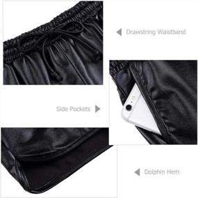 img 2 attached to Блеск в стиле: женские шорты KGYA с эффектом металлик на шнурке и карманами для удобного и шикарного образа