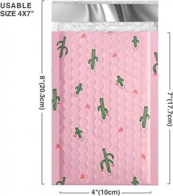 img 3 attached to 100-Pack Of Strong Pink Bubble Mailers With Cute Cactus Design - Perfect For Jewelry, Makeup, And Bulk Items!