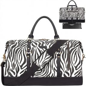 img 4 attached to Large Weekender Bag For Women - Zebra Stripe Travel Duffel W/ Wet Pocket, Clearance Perfect For Travel/Birthday/Mother'S Day Gift!